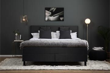 Komplett Sengepakke Olivia 160x200 Glatt Sengegavl Svart/Grå - Memory Nakkepute Liten - Møbler - Senger - Kontinentalsenger