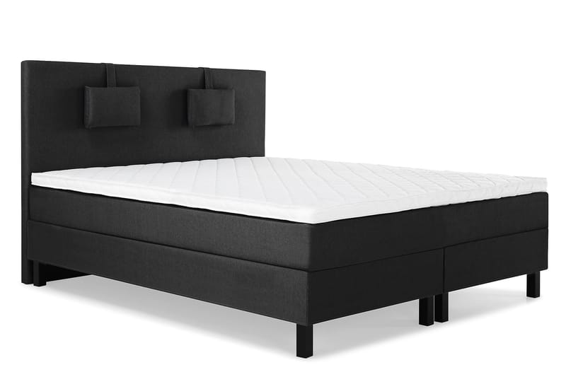 Komplett Sengepakke Olivia 160x200 Glatt Sengegavl Svart/Grå - Skum Nakkepute Liten - Møbler - Senger - Kontinentalsenger