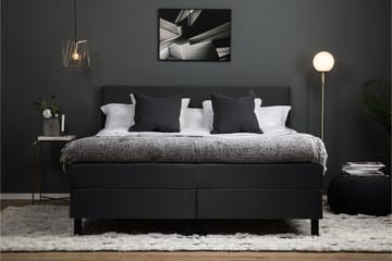 Komplett Sengepakke Olivia 160x200 Glatt Sengegavl Svart/Grå - Skum - Møbler - Senger - Kontinentalsenger