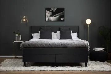 Komplett Sengepakke Olivia 160x200 Glatt Sengegavl Svart/Grå - Polyeter Nakkepute Liten - Møbler - Senger - Kontinentalsenger