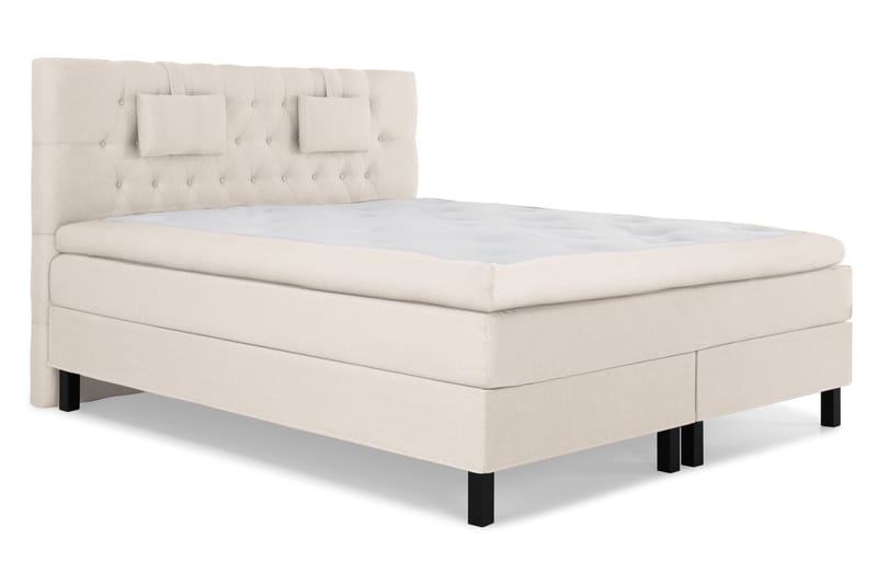Komplett Sengepakke Olivia 180x200 Diamant Sengegavl Beige - Memory Nakkepute Liten - Møbler - Senger - Kontinentalsenger