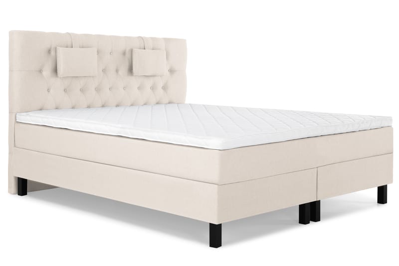 Komplett Sengepakke Olivia 180x200 Diamant Sengegavl Beige - Skum Nakkepute Liten - Møbler - Senger - Kontinentalsenger