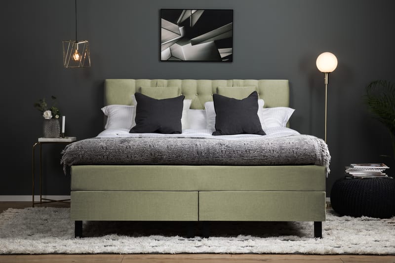 Komplett Sengepakke Olivia 180x200 Diamant Sengegavl Grønn - Memory Nakkepute Liten - Møbler - Senger - Kontinentalsenger