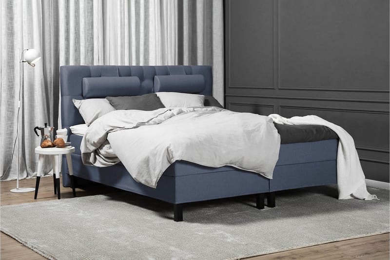 Komplett Sengepakke Olivia 180x200 Diamant Sengegavl Mørkebl - Skum - Møbler - Senger - Kontinentalsenger