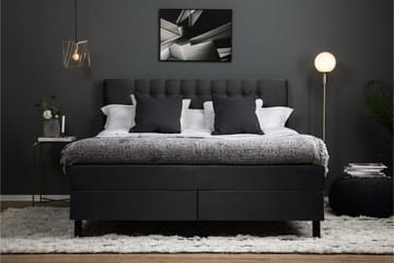Komplett Sengepakke Olivia 180x200 Diamant Sengegavl Svart/G - Polyeter - Møbler - Senger - Kontinentalsenger