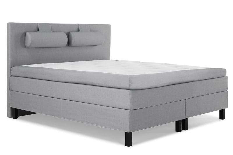 Komplett Sengepakke Olivia 180x200 Glatt Sengegavl Lysgrå - Polyeter Nakkepute Stor - Møbler - Senger - Kontinentalsenger