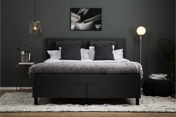 Komplett Sengepakke Olivia 180x200 Glatt Sengegavl Svart/Grå - Lateks Nakkepute Liten - Møbler - Senger - Kontinentalsenger