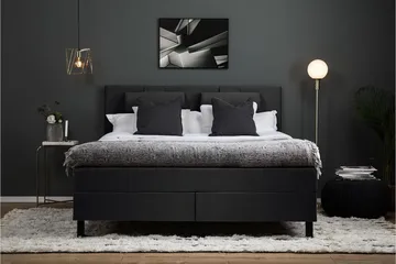 Komplett Sengepakke Olivia 180x200 Glatt Sengegavl Svart/Grå - Lateks - Møbler - Senger - Kontinentalsenger