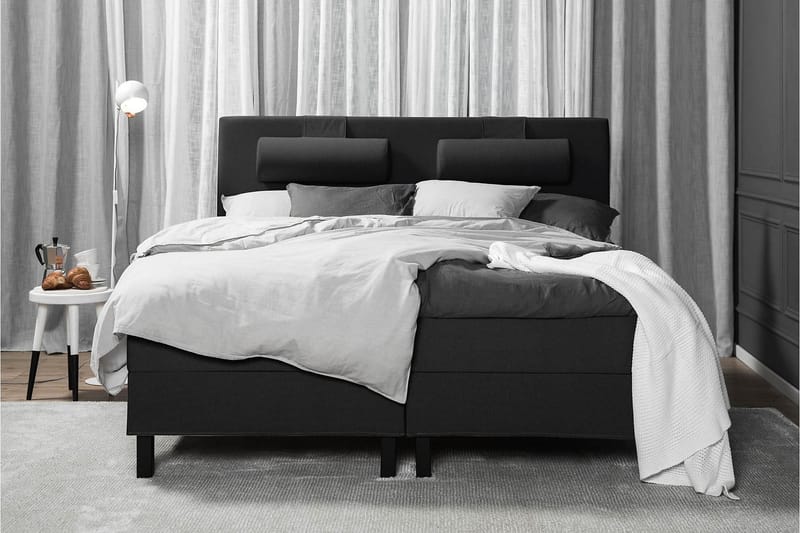 Komplett Sengepakke Olivia 180x200 Glatt Sengegavl Svart/Grå - Lateks - Møbler - Senger - Kontinentalsenger