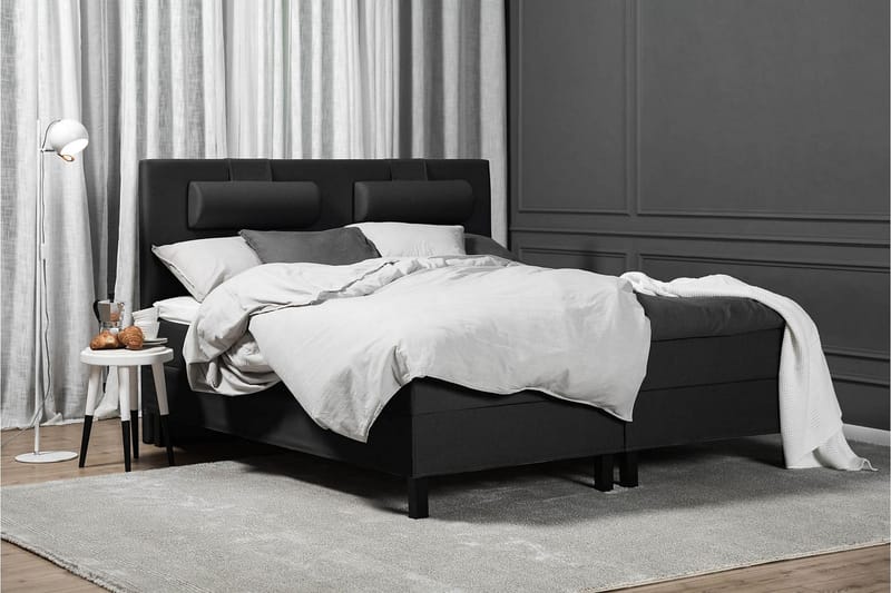 Komplett Sengepakke Olivia 180x200 Glatt Sengegavl Svart/Grå - Lateks - Møbler - Senger - Kontinentalsenger