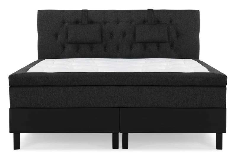 Komplett Sengepakke Olivia 180x200 Skum Lateks Svart/Grå/PU - Diamantgavl med Små Puter - Møbler - Senger - Kontinentalsenger