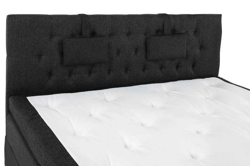 Komplett Sengepakke Olivia 180x200 Skum Lateks Svart/Grå/PU - Diamantgavl med Små Puter - Møbler - Senger - Kontinentalsenger