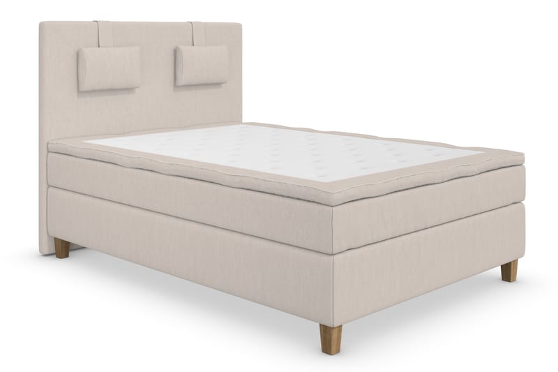 Komplett Sengepakke Roma Lyx 140 cm Beige/Eikeben - Kontinentalseng - Kontinentalsenger - Komplett sengepakke