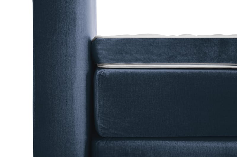 Komplett Sengepakke Torsö 160x200 - Mørkeblå Fløyel|Lave Svarte Ben - Kontinentalsenger - Dobbeltsenger - Komplett sengepakke