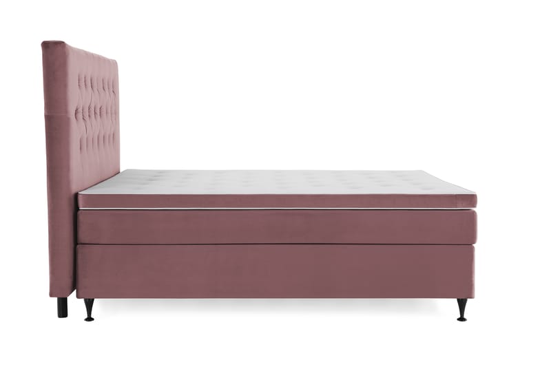 Komplett Sengepakke Torsö 160x200 - Rosa Fløyel|Lave Svarte Ben - Møbler - Senger - Kontinentalsenger