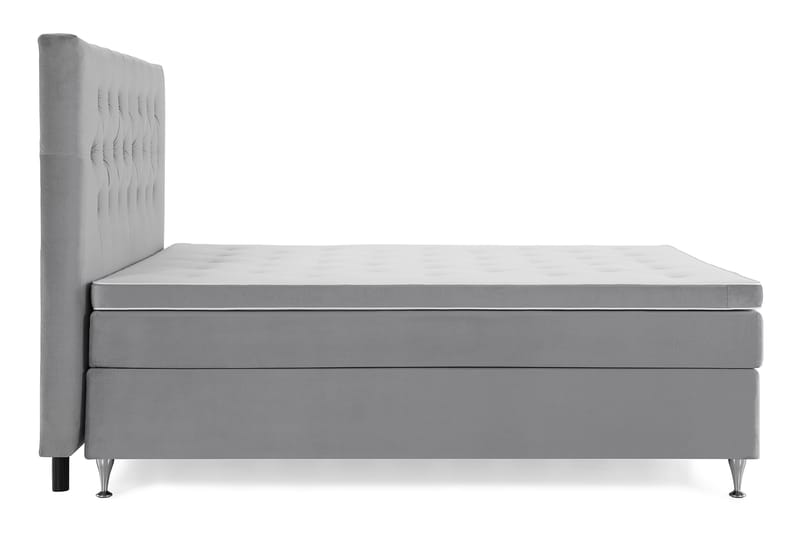 Komplett Sengepakke Torsö 180x200 - Lysegrå Fløyel|Lave Sølvben - Kontinentalsenger - Dobbeltsenger - Komplett sengepakke