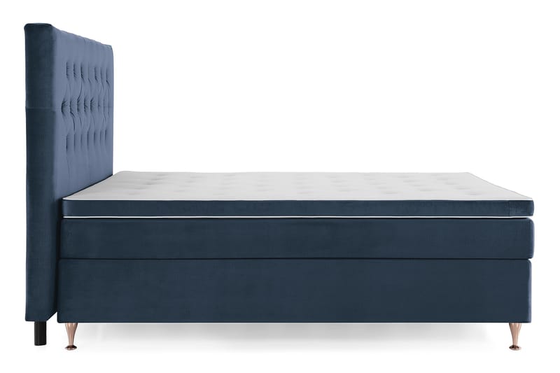 Komplett Sengepakke Torsö 180x200 - Mørkeblå Fløyel|Lave Rosében - Kontinentalsenger - Dobbeltsenger - Komplett sengepakke