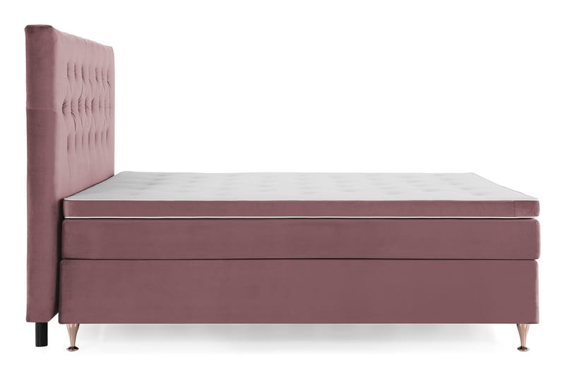 Komplett Sengepakke Torsö 180x200 - Rosa Fløyel|Lave Rosében - Kontinentalsenger - Dobbeltsenger - Komplett sengepakke