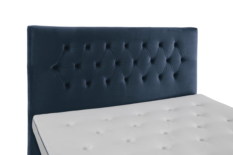 Komplett Sengepakke Torsö 210x210 - Mørkeblå Fløyel|Dreide Ben - Kontinentalsenger - Dobbeltsenger