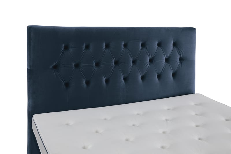 Komplett Sengepakke Torsö 210x210 - Mørkeblå Fløyel|Lave Sølvben - Kontinentalsenger - Dobbeltsenger