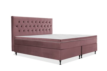 Komplett Sengepakke Torsö 210x210 - Rosa Fløyel|Lave Svarte Ben - Møbler - Senger - Kontinentalsenger
