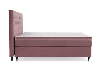 Komplett Sengepakke Torsö 210x210 - Rosa Fløyel|Lave Svarte Ben - Møbler - Senger - Kontinentalsenger