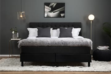 Komplett Sengepk. Olivia 160x200 Diamant Gavl Svart/Grå/PU - Memory - Møbler - Senger - Kontinentalsenger
