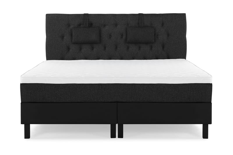 Komplett Sengepk. Olivia 160x200 Diamant Gavl Svart/Grå/PU - Skum Nakkepute Liten - Møbler - Senger - Kontinentalsenger