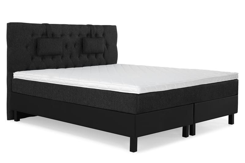 Komplett Sengepk. Olivia 160x200 Diamant Gavl Svart/Grå/PU - Skum Nakkepute Liten - Møbler - Senger - Kontinentalsenger