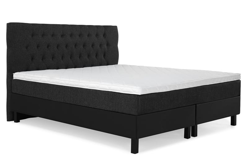 Komplett Sengepk. Olivia 160x200 Diamant Gavl Svart/Grå/PU - Skum - Møbler - Senger - Kontinentalsenger