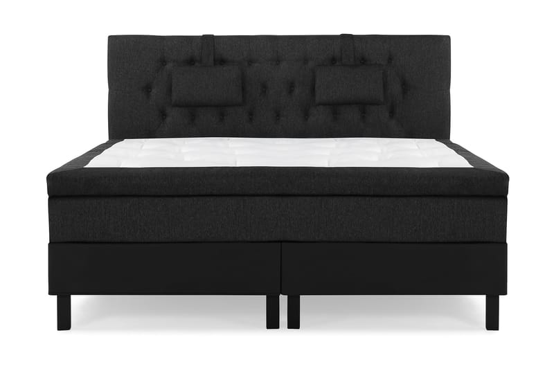 Komplett Sengpkt Olivia 180x200 Diamant Gavl Svart/Grå/PU - Memory Nakkepute Liten - Møbler - Senger - Kontinentalsenger