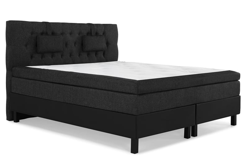 Komplett Sengpkt Olivia 180x200 Diamant Gavl Svart/Grå/PU - Memory Nakkepute Liten - Møbler - Senger - Kontinentalsenger