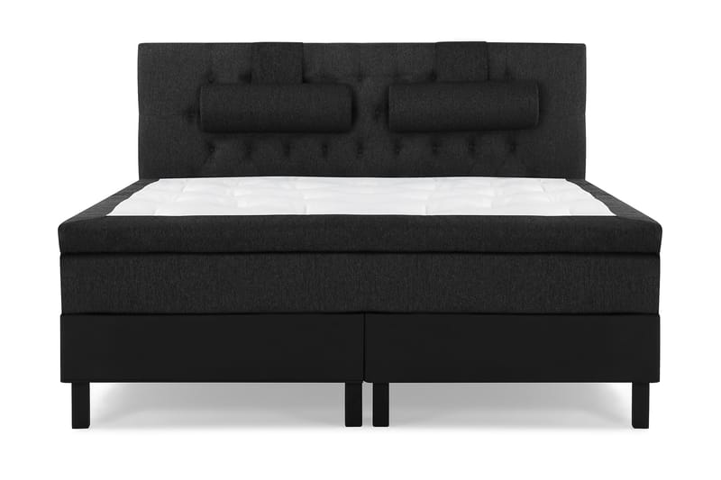 Komplett Sengpkt Olivia 180x200 Diamant Gavl Svart/Grå/PU - Memory Nakkepute Stor - Møbler - Senger - Kontinentalsenger