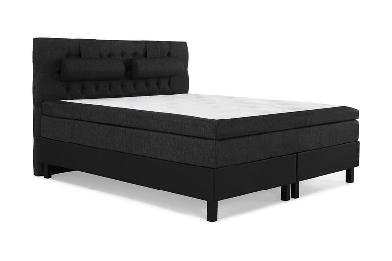 Komplett Sengpkt Olivia 180x200 Diamant Gavl Svart/Grå/PU - Memory Nakkepute Stor - Møbler - Senger - Kontinentalsenger