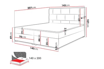 Kontinentalseng 140x200 cm - Lysegrå - Møbler - Senger - Kontinentalsenger