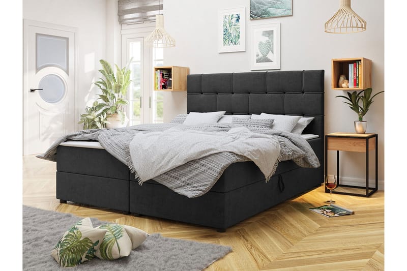Kontinentalseng 160x200 cm - Mørkegrå - Møbler - Senger - Kontinentalsenger