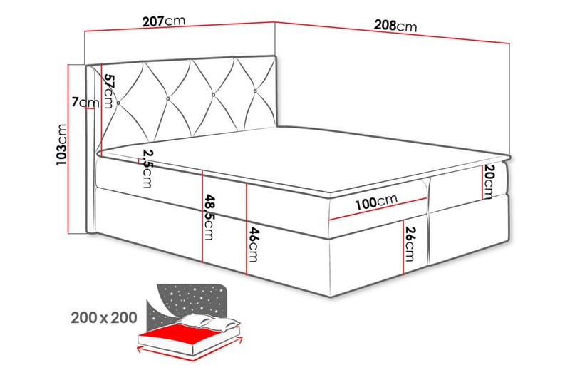 Kontinentalseng 200x200 cm - Møbler - Senger - Kontinentalsenger