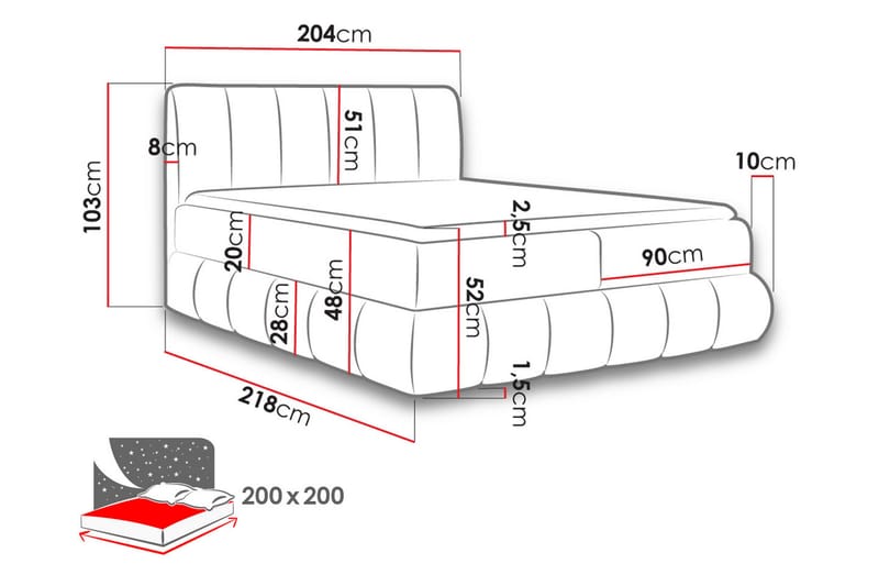 Kontinentalseng 204x218 cm - Blå - Kontinentalsenger