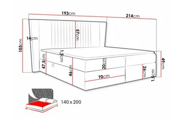 Kontinentalseng Boisdale 140x200 cm - Mørkeblå - Møbler - Senger - Kontinentalsenger