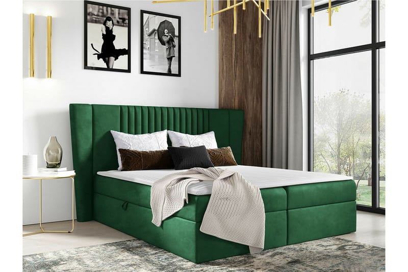 Kontinentalseng Boisdale 160x200 cm - Mørkegrønn - Møbler - Senger - Kontinentalsenger