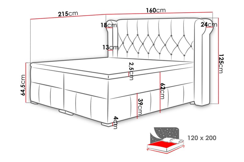 Kontinentalseng Bommarsbo 120x200 cm - Grå - Kontinentalsenger