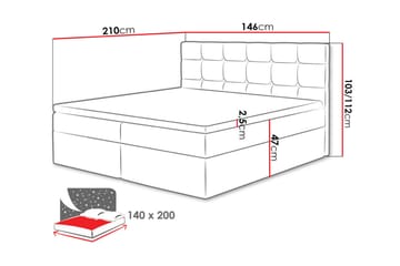 Kontinentalseng Bruvold 140x200 cm - Hvit - Møbler - Senger - Kontinentalsenger