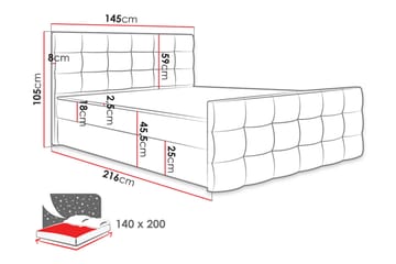 Kontinentalseng Cisy 140x200 cm med Sengegavl - Lysegrå - Møbler - Senger - Kontinentalsenger