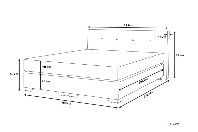 Kontinentalseng Consul 160 | 200 cm - Grå - Kontinentalsenger - Dobbeltsenger