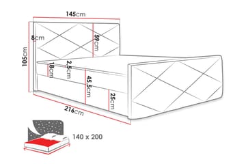 Kontinentalseng Dihel 140x200 cm med Sengegavl - Grå - Møbler - Senger - Kontinentalsenger