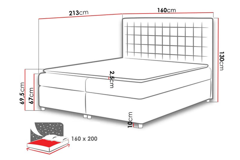 Kontinentalseng Elshö 160x200 - Hvit - Kontinentalsenger