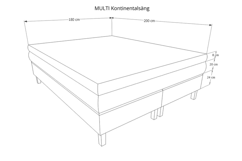 Kontinentalseng Gilius 180x200 - Lysgrå - Kontinentalsenger - Dobbeltsenger