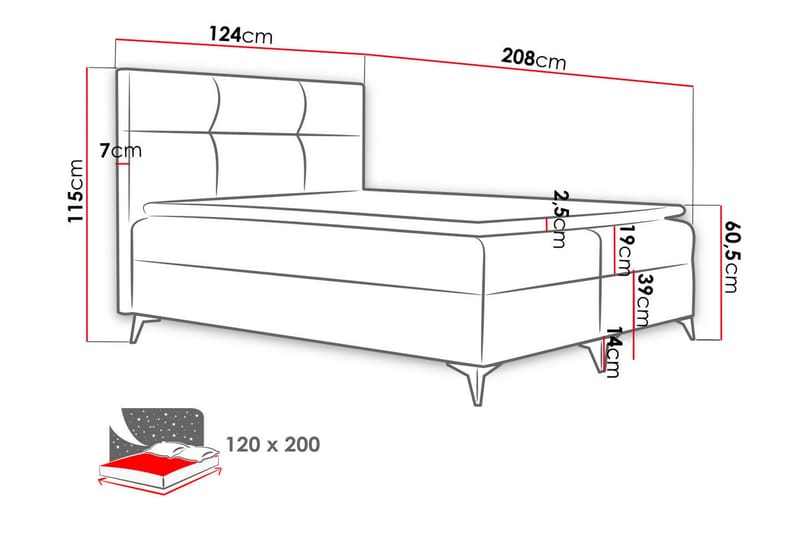 Kontinentalseng Hyltran 120x200 cm - Møbler - Senger - Kontinentalsenger