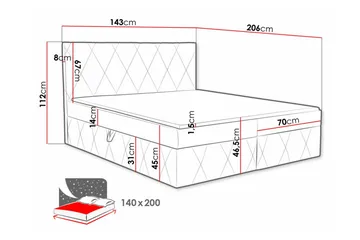 Kontinentalseng Kintore 140x200 cm - Møbler - Senger - Kontinentalsenger