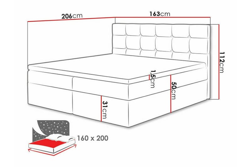 Kontinentalseng Kintore 160x200 cm - Grøn - Kontinentalsenger